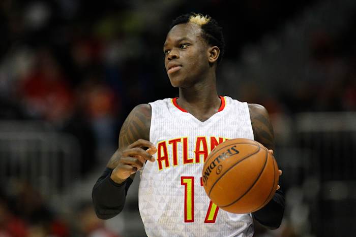 Atlanta Hawks guard Dennis Schroder (17) dribbles the ball.